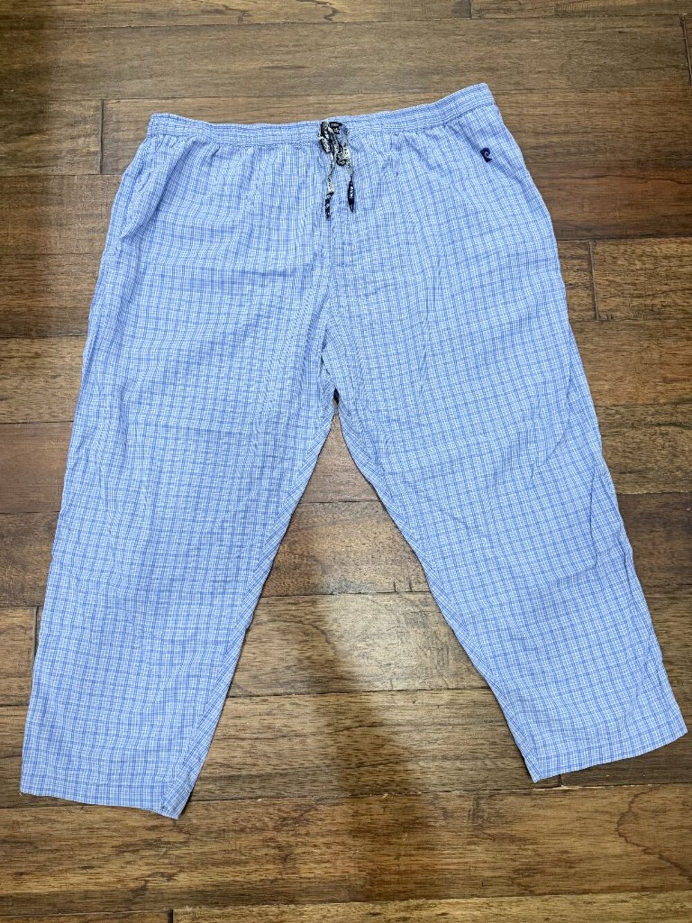 Pierre Cardin Men’s 3XL Blue Plaid Pajama Lounge Pants Drawstring